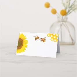 Tarjeta De Asiento Asientos Rustic Sunflower & Bee Boda en blanco