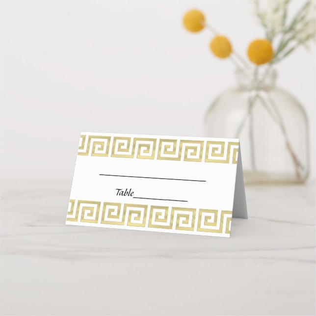 Tarjeta De Asiento Aspecto dorado Clave Griega Meander S Borde #3 (Reverso)