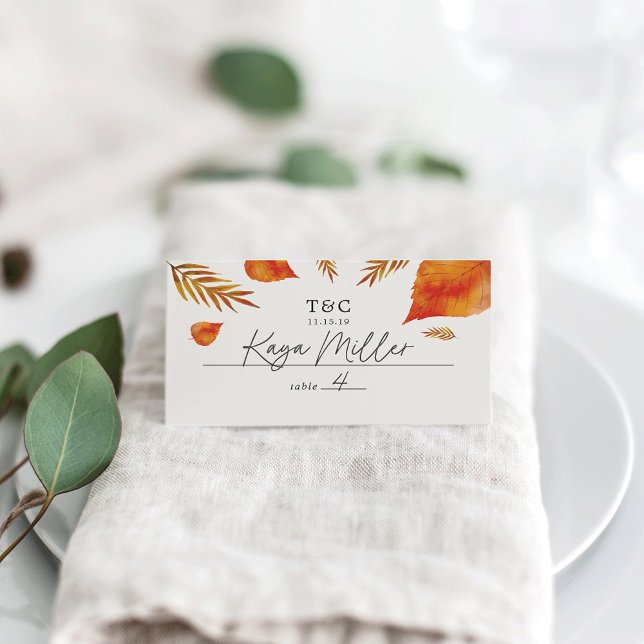 Tarjeta De Asiento Autumn Leaves Boda (Subido por el creador)