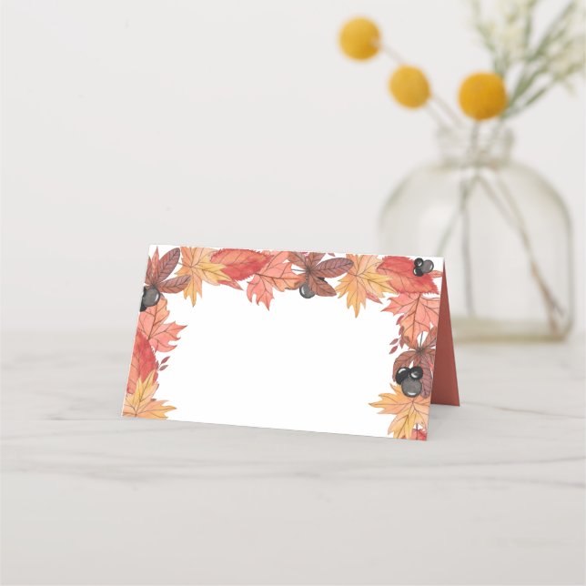 Tarjeta De Asiento Autumn Leaves Thanksgiving Place Card Card (Anverso)