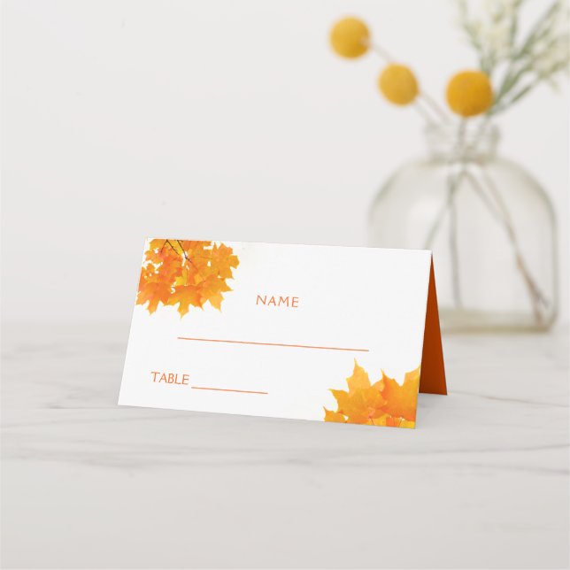 Tarjeta De Asiento Autumn Maple Leaves Boda (Anverso)