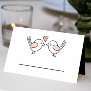 Tarjeta De Asiento Aves amorosas adorables pájaros amorosos Boda negr