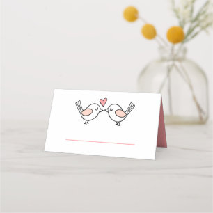 Tarjeta De Asiento Aves amorosas Boda de Aves Amarillas Jardín Blanco