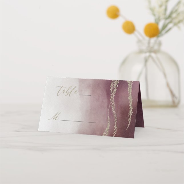 Tarjeta De Asiento Awash Elegante acuarela Cranberry Table Number (Anverso)