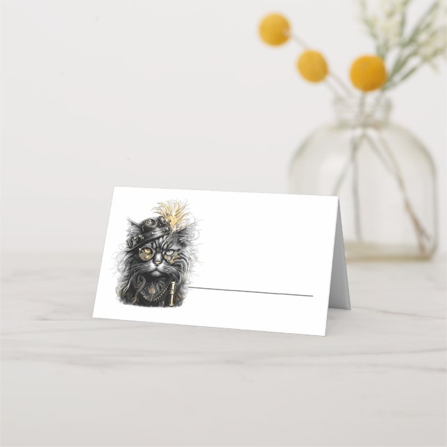 Tarjeta De Asiento Awesome Steampunk Cat  (Anverso)