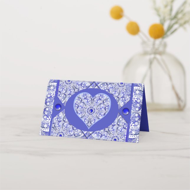 Tarjeta De Asiento Azul de encaje cerámico de Grecia (Reverso)