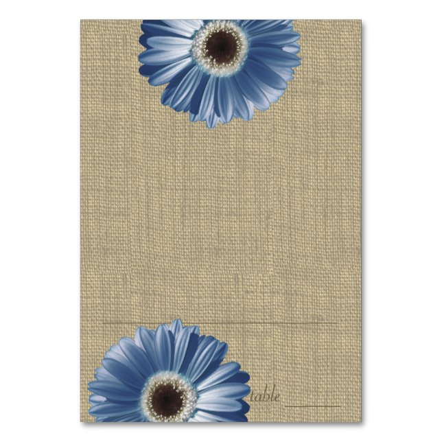 Tarjeta de asiento azul Gerbera Daisy (Anverso)