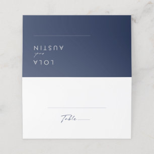 Tarjeta De Asiento Azul marino Minimalista moderno Plata plegada