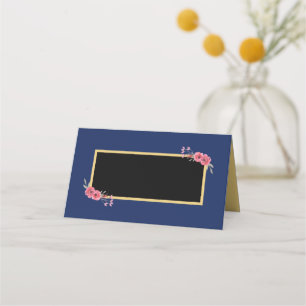 Tarjeta De Asiento Azul Moda y elegante con flores acuáticas
