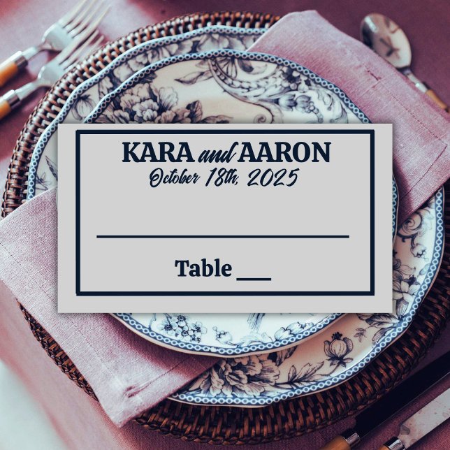 Tarjeta De Asiento Azul pizarra en Boda gris eduardiano (Subido por el creador)