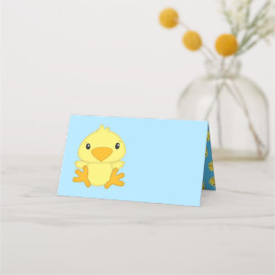 Tarjeta De Asiento Azul Primavera Baby Shower de color