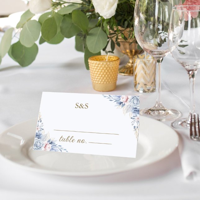 Tarjeta De Asiento Azure & Ivory Floral Romance Wedding  (Subido por el creador)