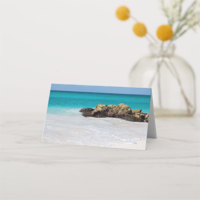 Tarjeta De Asiento Azure Ocean Sandy Beach Photo (Anverso)