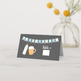 Tarjeta De Asiento Baby-Q Blue Boy Beer and Bottle Baby Shower