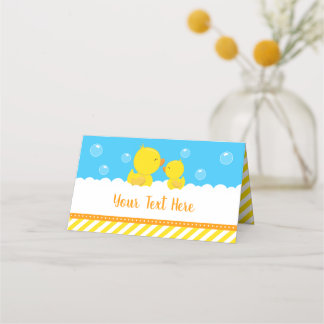 Tarjeta De Asiento Baby Shower amarillo y azul dudoso de goma