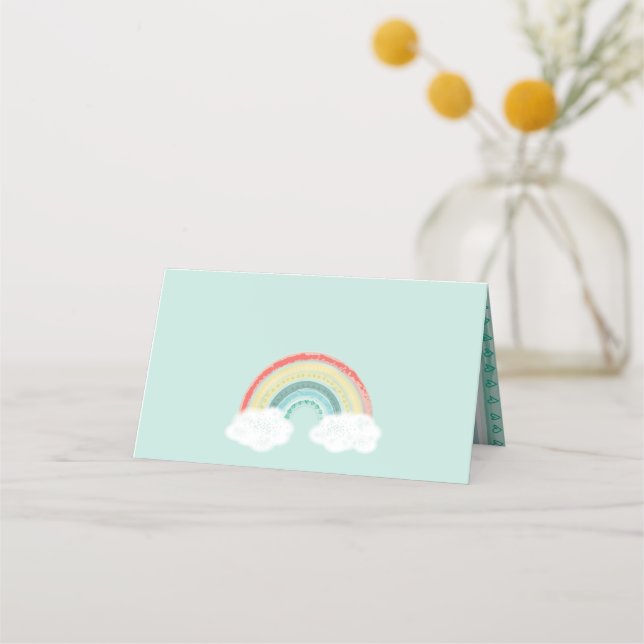 Tarjeta De Asiento Baby Shower arcoiris (Anverso)