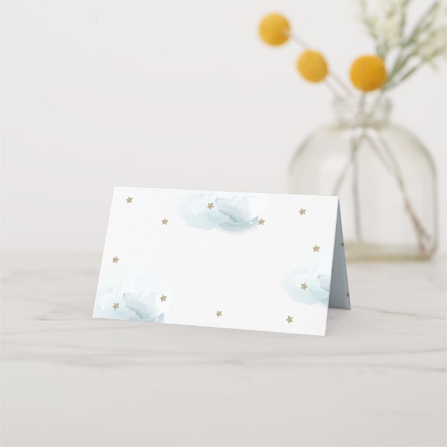 Tarjeta De Asiento Baby Shower Blank con estrella de oro y nube azul (Anverso)