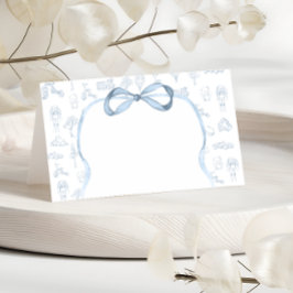 Tarjeta De Asiento Baby Shower Blue and White Toile