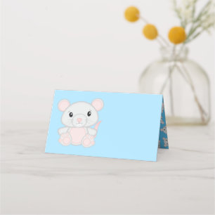 Tarjeta De Asiento Baby Shower Blue del ratón