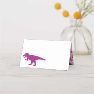 Tarjeta De Asiento Baby Shower de dinosaurios rosados