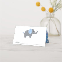 Baby Shower de elefante de punto de polka azul y b