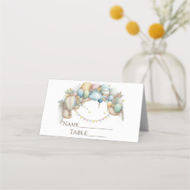 Tarjeta De Asiento Baby Shower de globo de aire de arco iris acuático