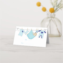 Tarjeta De Asiento Baby Shower de ilustracion azul claro lindo