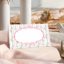 Tarjeta De Asiento Baby Shower de plegado de flores rosadas