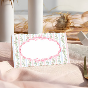 Tarjeta De Asiento Baby Shower de plegado de flores rosadas