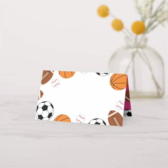 Tarjeta De Asiento Baby Shower Deporte Rosa (Anverso)