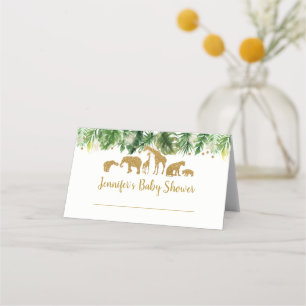 Tarjeta De Asiento Baby Shower Gold Safari Animal
