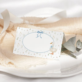 Tarjeta De Asiento Baby Shower Goose Wildflower Blue Bow