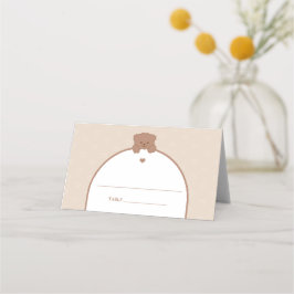 Tarjeta De Asiento Baby Shower minimalista de oso moderno