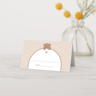Tarjeta De Asiento Baby Shower minimalista de oso moderno