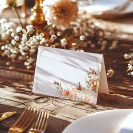 Tarjeta De Asiento Baby Shower neutro de sexo de calabaza beige