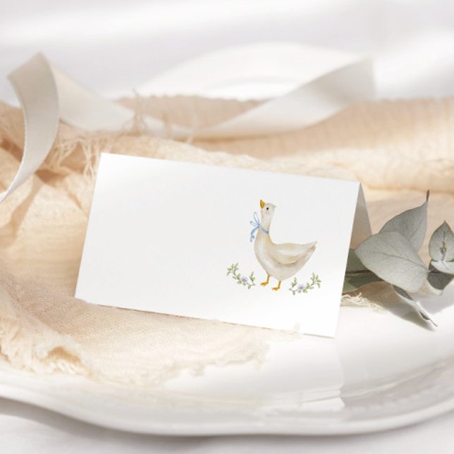 Tarjeta De Asiento Baby Shower Silly Goose Blue Bow (Subido por el creador)