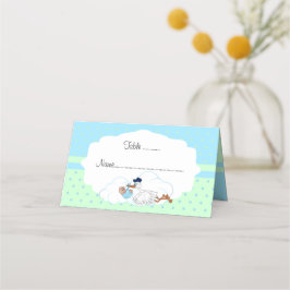 Tarjeta De Asiento Baby Stork Baby Boy Baby Shower