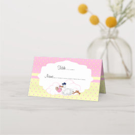 Tarjeta De Asiento Baby Stork Baby Girl Baby Shower