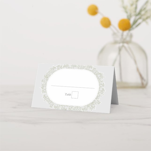 Tarjeta De Asiento Baby's Breath Monogram Gypsophila Floral Wedding (Anverso)