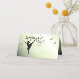Tarjeta De Asiento Bailando Ballerina con música verde brillante