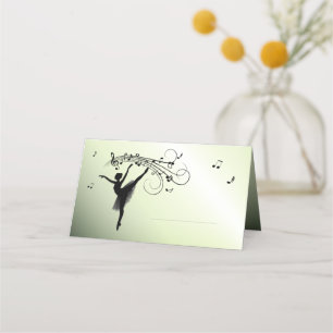 Tarjeta De Asiento Bailando Ballerina con música verde brillante