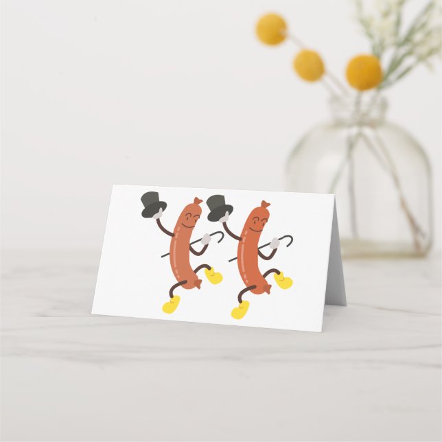 Tarjeta De Asiento Bailando perros calientes (Anverso)
