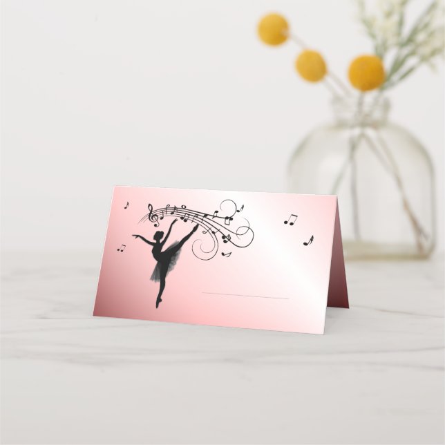 Tarjeta De Asiento Baile Ballerina con brillo rosado musical (Anverso)