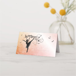 Tarjeta De Asiento Baile de Ballerina con música enmarañada Naranja G