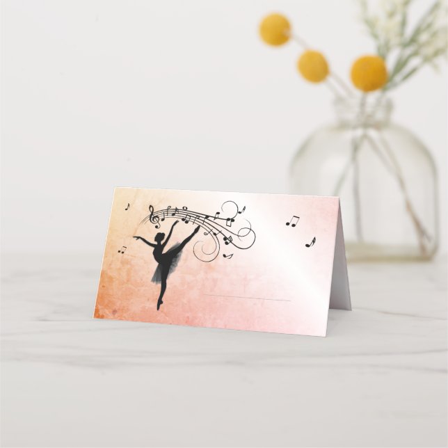 Tarjeta De Asiento Baile de Ballerina con música enmarañada Naranja G (Anverso)