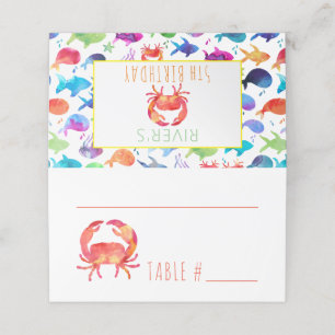 Tarjeta De Asiento Bajo el mar Arcoiris Fish Birthday Baby Shower