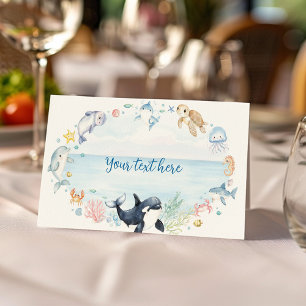 Tarjeta De Asiento Bajo el mar Océanos animales niños comida de cumpl
