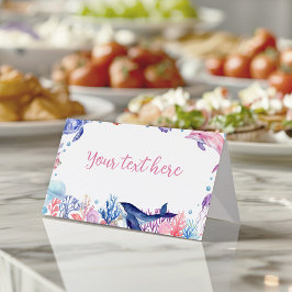 Tarjeta De Asiento Bajo el mar Turtle Kid Birthday Food Place Card