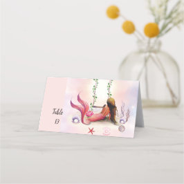 Tarjeta De Asiento Bajo la Sirena Mar Océano Púrpura Turquesa