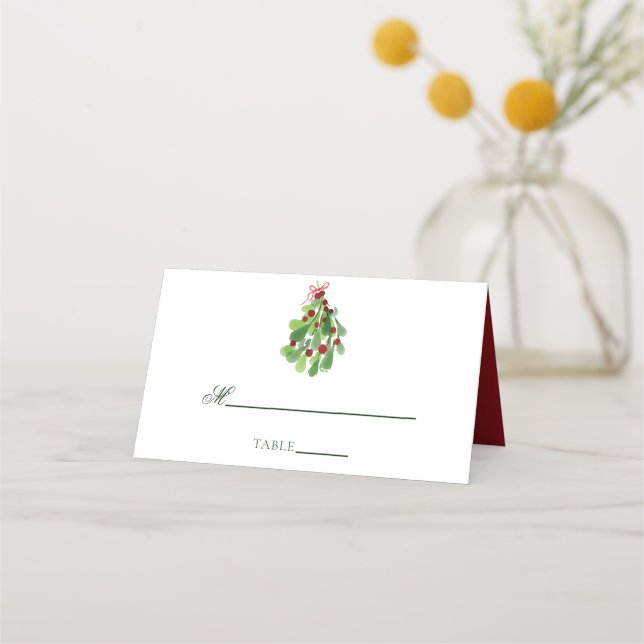 Tarjeta De Asiento Bajo los Navidades Mistletoe Boda (Anverso)